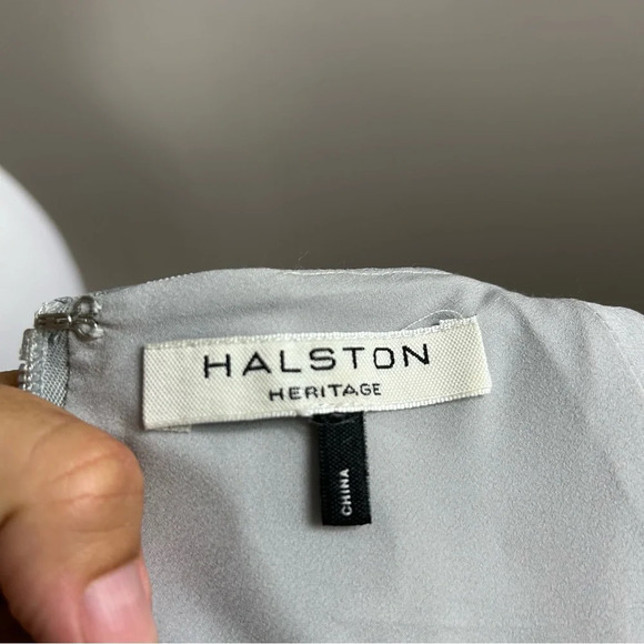 Halston haritage pre-owned short sleeve fitted silver lehtg gray dress - Picture 8 of 12